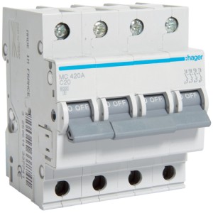  Siguranta automata 4P, 20A, 6kA, C Hager MC420A