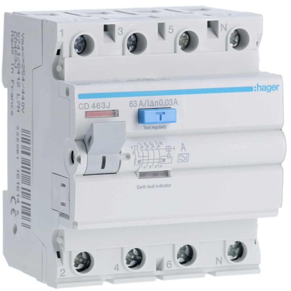 Siguranta Diferentiala 4P 63A 30MA HAGER CD463J