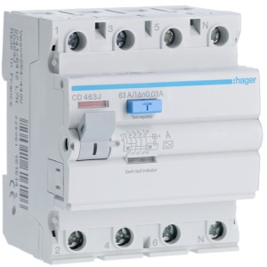Siguranta Diferentiala 4P 63A 30MA HAGER CD463J
