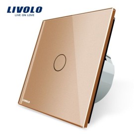 Intrerupator Simplu Cu Touch Livolo Din Sticla Auriu