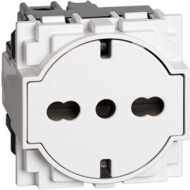 PRIZA SCHUKO 2P+N 10/16A 250V 2M BTICINO LIVING NOW ALB KW4140A16F
