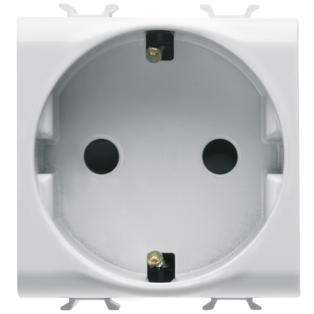 Priza Schuko 2P+T 2 module GW15241 Alb Satin/Mat