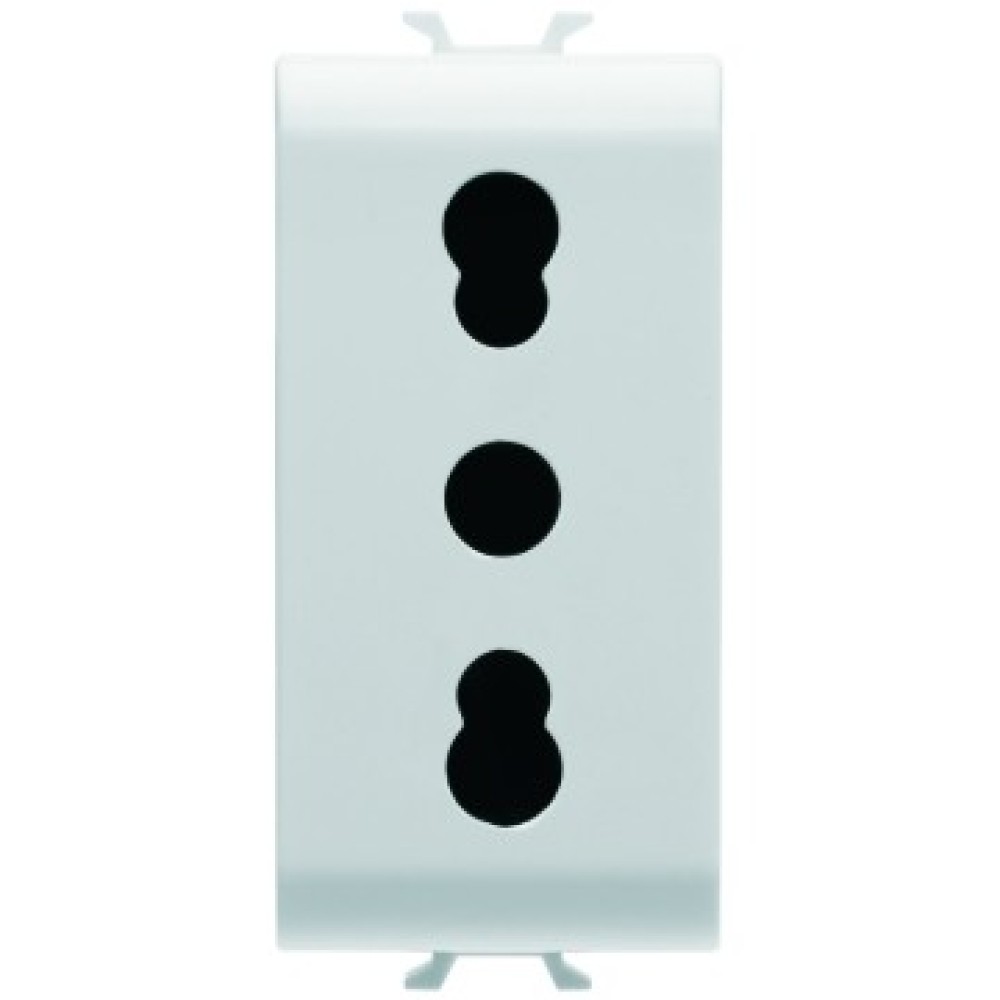 Priza simpla Gewiss Chorus GW10203, incastrata, modulara - 1, contact de protectie, alba