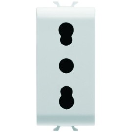 Priza simpla Gewiss Chorus GW10203, incastrata, modulara - 1, contact de protectie, alba
