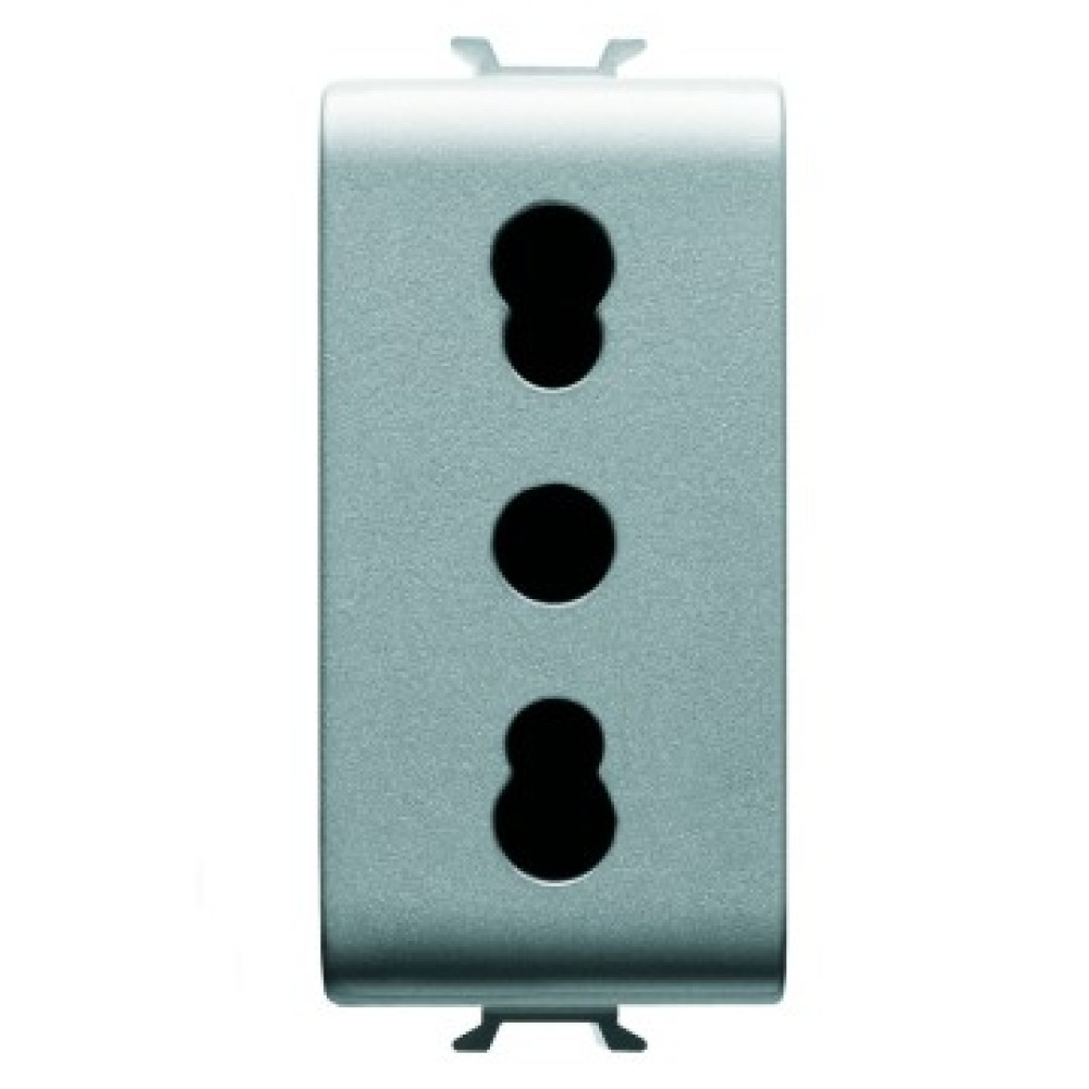Priza simpla Gewiss Chorus GW14203, incastrata, modulara - 1, contact de protectie, gri - titan