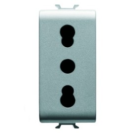 Priza simpla Gewiss Chorus GW14203, incastrata, modulara - 1, contact de protectie, gri - titan