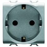 Priza simpla Gewiss Chorus GW14241, incastrata, modulara - 2, contact de protectie, gri - titan