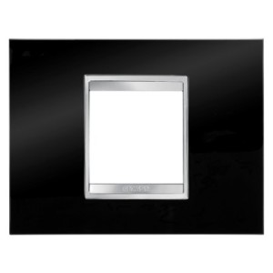 Rama ornament Lux tehnopolimer neagra,GW16202TN, 2 module, Gewiss CHORUS 