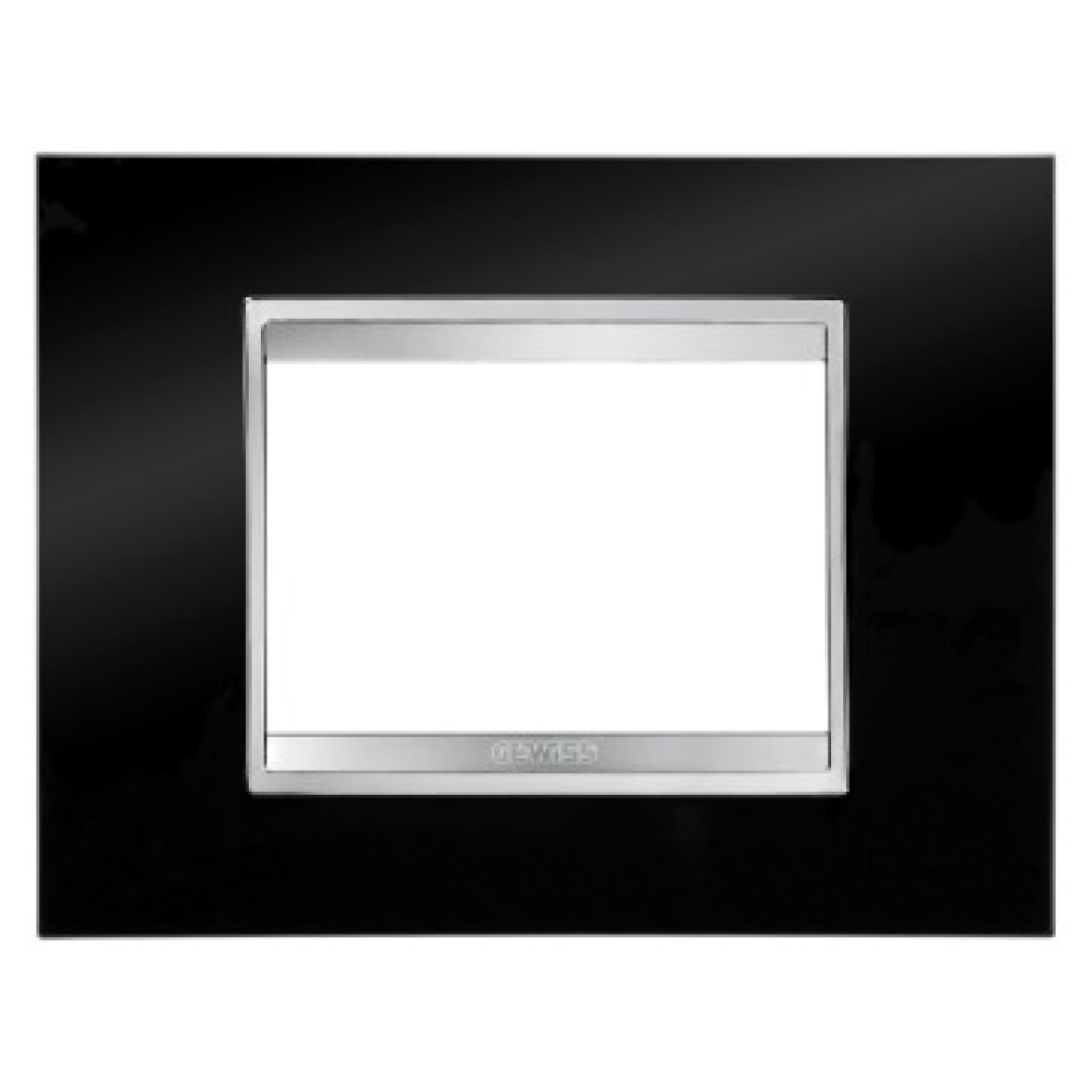 Rama ornament Lux tehnopolimer neagra,GW16203TN, 3 module, Gewiss CHORUS 