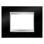 Rama ornament Lux tehnopolimer neagra,GW16203TN, 3 module, Gewiss CHORUS 