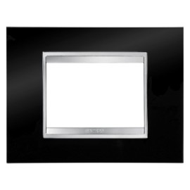 Rama ornament Lux tehnopolimer neagra,GW16203TN, 3 module, Gewiss CHORUS