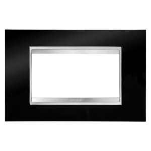 Rama ornament Lux tehnopolimer neagra, GW16204TN, 4 module, Gewiss CHORUS 