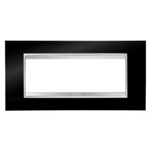 Rama ornament Lux tehnopolimer neagra, GW16206TN, 6 module, Gewiss CHORUS