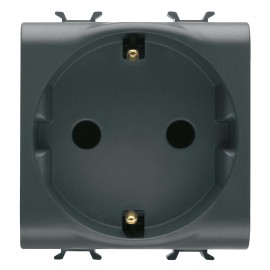 Priza simpla Gewiss GW12241, incastrata, modulara-2, contact de protectie, neagra