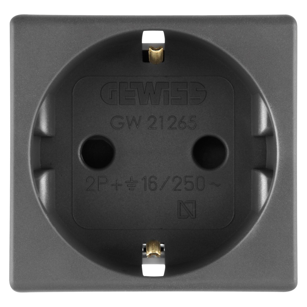 Priza simpla Gewiss System GW21265, incastrata, modulara - 2, contact de protectie, negru