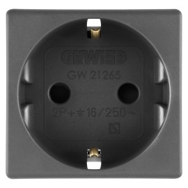 Priza simpla Gewiss System GW21265, incastrata, modulara - 2, contact de protectie, negru