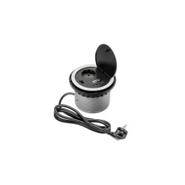 Priza incastrabila in mobilier 2XUSB 5V 2A, 1XSCHUCKO, aluminiu, GTV AE-BPW1S2UCH-80