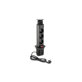 Priza blat "TURN", 3 prize SCHUKO, cu cablu, NEGRU AE-BPW3S60-20 GTV