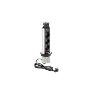 Priza blat "TURN", 3 prize SCHUKO, cu cablu, ARGINTIU AE-BPW3S60-80 GTV 