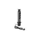 Priza blat "TURN", 3 prize SCHUKO, 2XUSB 2.1A 5V, cu cablu, NEGRU AE-BPW3S60U-20 GTV 