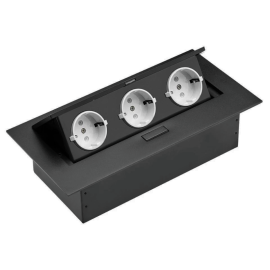 Grup prize birou/blat, 3 PRIZE, NEGRU, fara cablu, SCHUKO AE-PB03GS-20 GTV